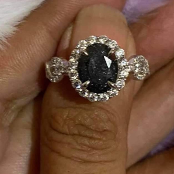 Black Onyx Ice Crystal sterling silver custom ring - Picture 3 of 4